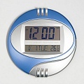 Часы настенные электронные с календарем и термометром и таймером синие цифры 26х26 1385494