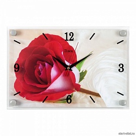 Часы настенные CH 2030-07 Красная роза прямоугольные