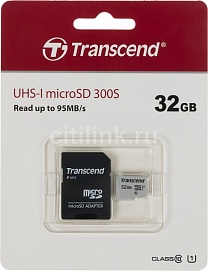 Карта памяти Transcend microSDHC 32Gb 300s UHS-I U1+adapt