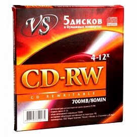 Диск VS CD-RW 80 4-12х в конверте